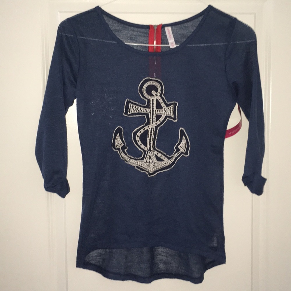 Xhilaration Anchor Embroidered Shirt